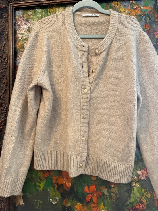 Abercrombie & Fitch Sweaters - Abercrombie & Fitch Light Cream Button-Up Knit Cardigan